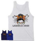 Halloween Warehouse Driver Shirt, Messy Bun Girl Shirt, Funny Coworker Gift in Halloween, Scary Costume Team Shirt