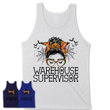 Halloween Warehouse Supervisor Shirt, Messy Bun Girl Shirt, Funny Coworker Gift in Halloween, Scary Costume Team Shirt