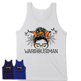 Halloween Warehouseman Shirt, Messy Bun Girl Shirt, Funny Coworker Gift in Halloween, Scary Costume Team Shirt