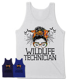 Halloween Wildlife Technician Shirt, Messy Bun Girl Shirt, Funny Coworker Gift in Halloween, Scary Costume Team Shirt