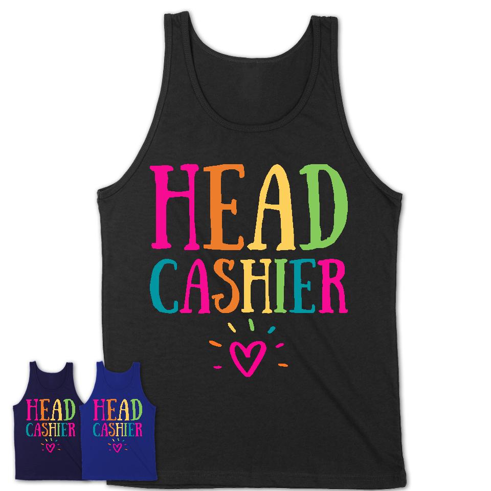 Head Cashier Rainbow Lettering Heart Shirt, Employee Appreciation Gifts