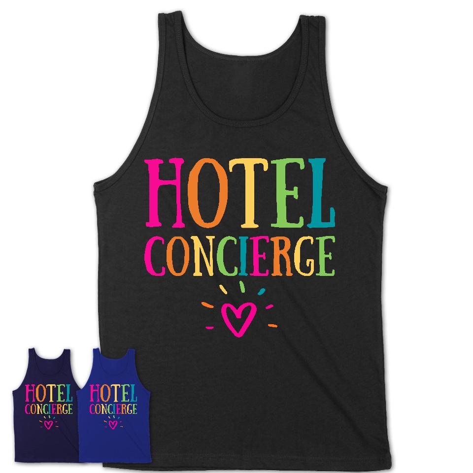 Hotel Concierge Rainbow Lettering Heart Shirt, Employee Appreciation Gifts