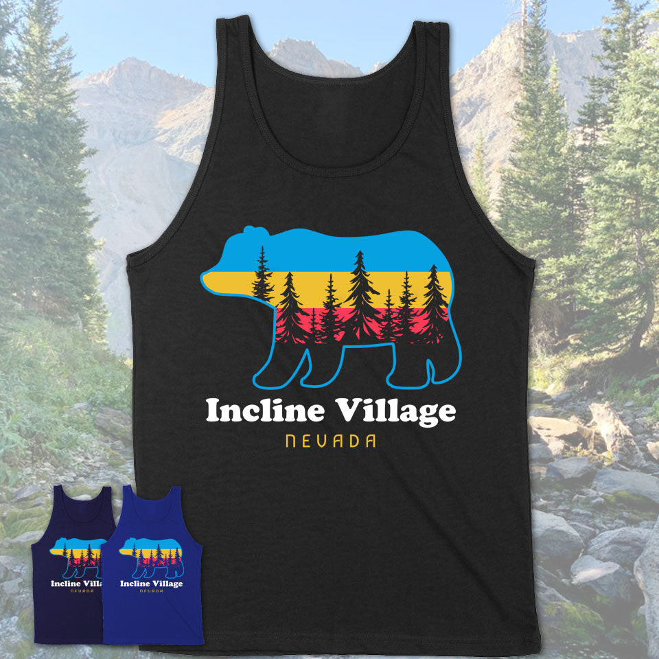 Incline Village Nevada Funny Mountain Hiking Camping Adventure Bear Pattern Vintage Gift Shirt