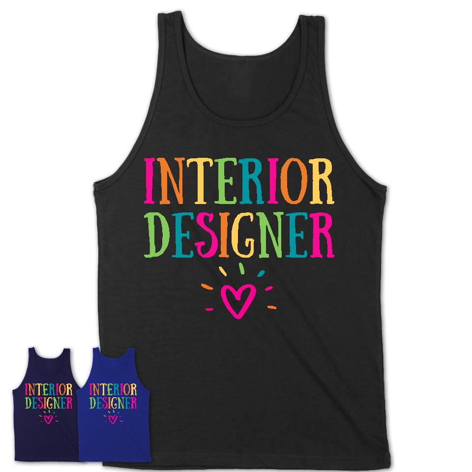 Interior Designer Rainbow Lettering Heart Shirt, Employee Appreciation Gifts