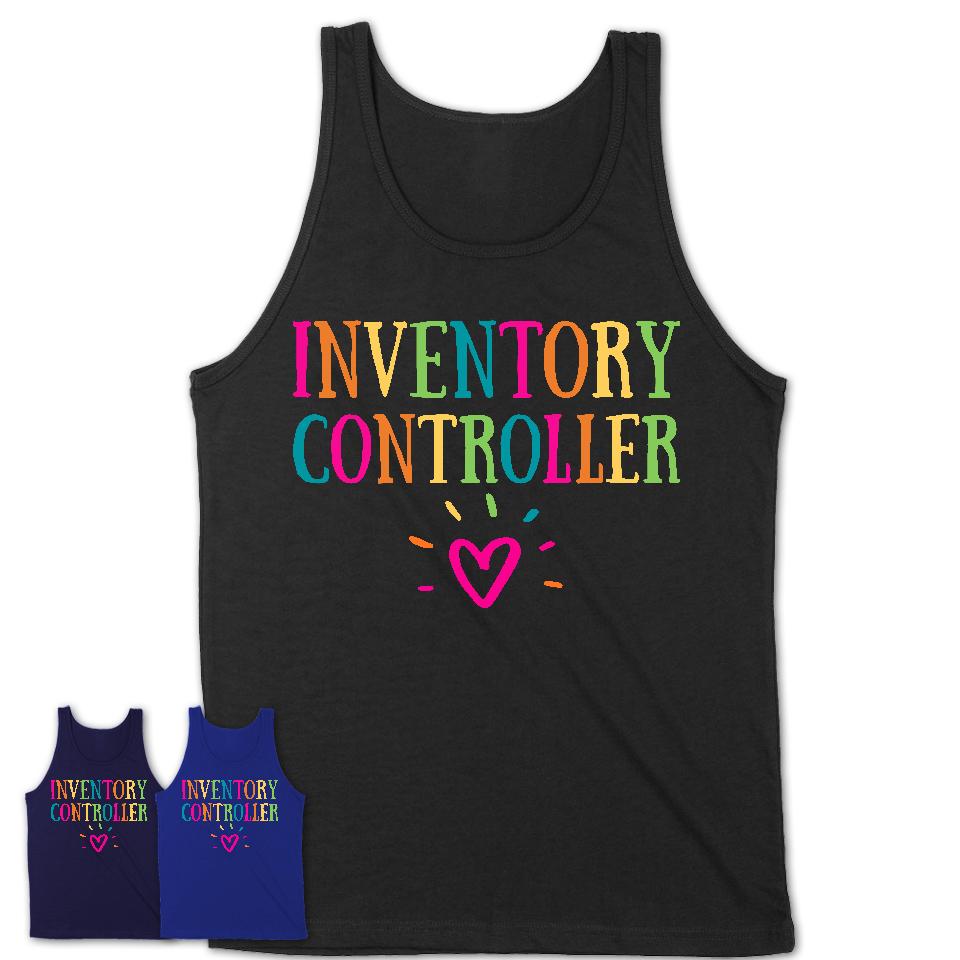 Inventory Controller Rainbow Lettering Heart Shirt, Employee Appreciation Gifts