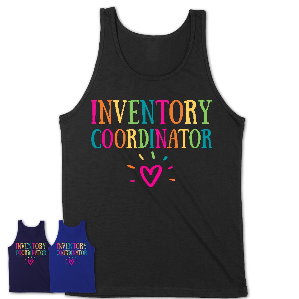 Inventory Coordinator Rainbow Lettering Heart Shirt, Employee Appreciation Gifts