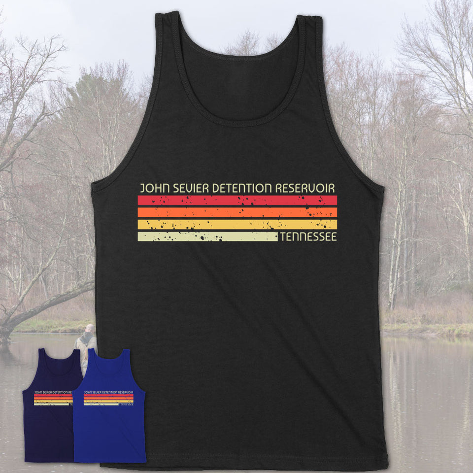 John Sevier Detention Reservoir Tennessee Funny Fishing Camping Summer Retro Gift T-Shirt
