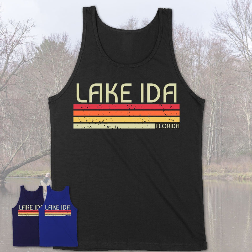 Lake Ida Florida Funny Fishing Camping Summer Retro Gift T-Shirt