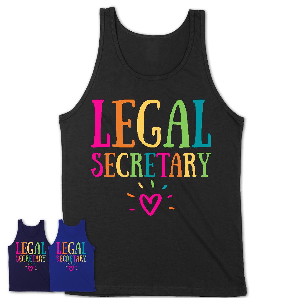 Legal Secretary Rainbow Lettering Heart Shirt, Employee Appreciation Gifts