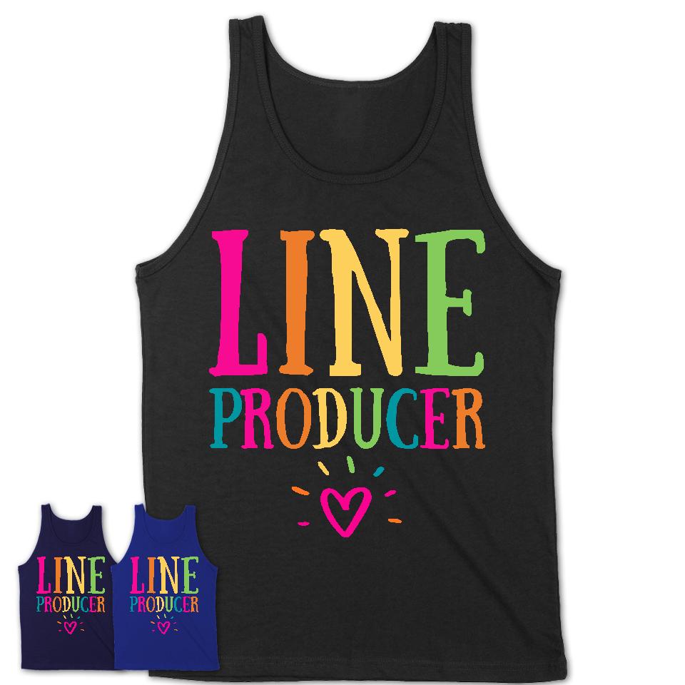 Line Producer Rainbow Lettering Heart Shirt, Employee Appreciation Gifts