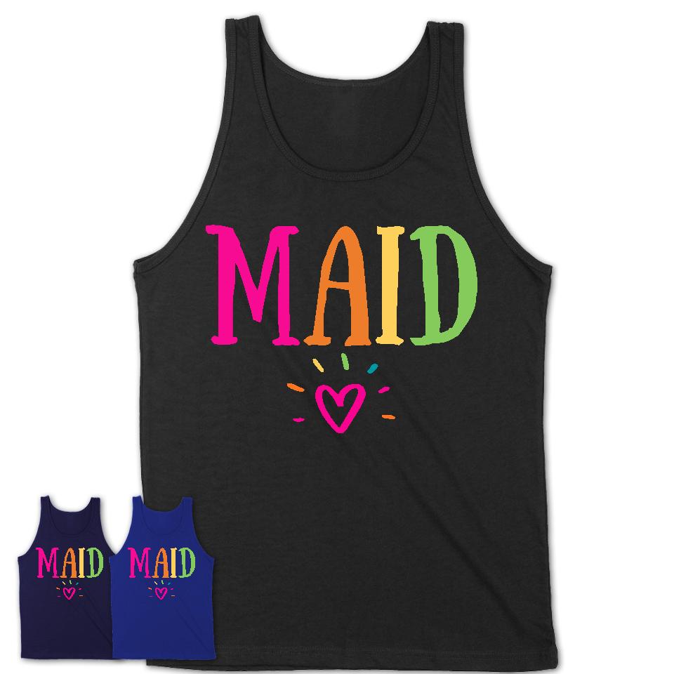 Maid Rainbow Lettering Heart Shirt, Employee Appreciation Gifts