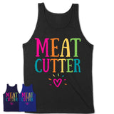 Meat Cutter Rainbow Lettering Heart Shirt, Employee Appreciation Gifts