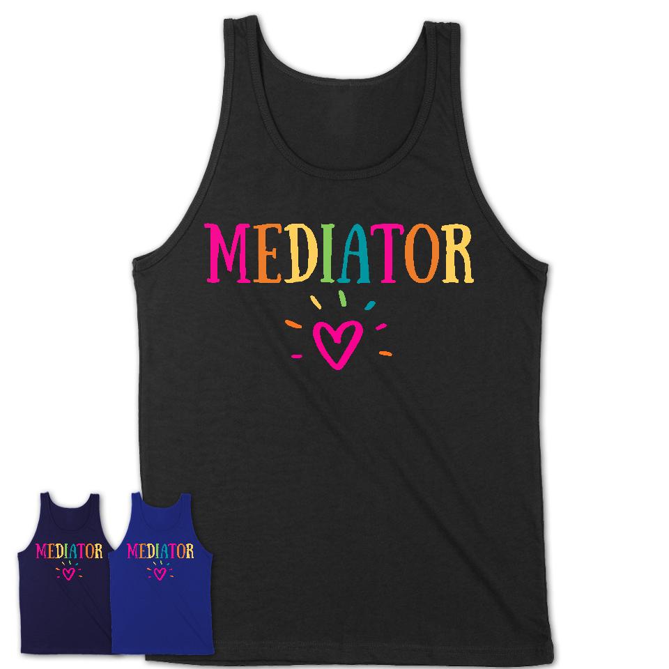 Mediator Rainbow Lettering Heart Shirt, Employee Appreciation Gifts