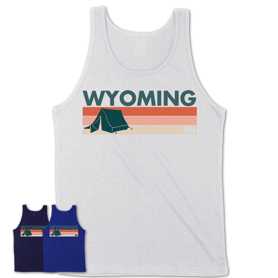 Michigan Wyoming Camping Shirt for Family Teammates Vintage Retro Colors