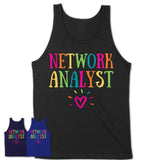 Network Analyst Rainbow Lettering Heart Shirt, Employee Appreciation Gifts