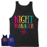 Night Manager Rainbow Lettering Heart Shirt, Employee Appreciation Gifts