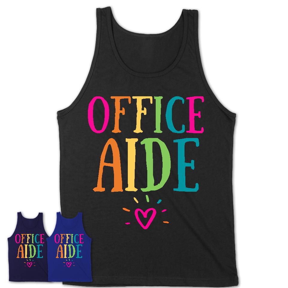 Office Aide Rainbow Lettering Heart Shirt, Employee Appreciation Gifts