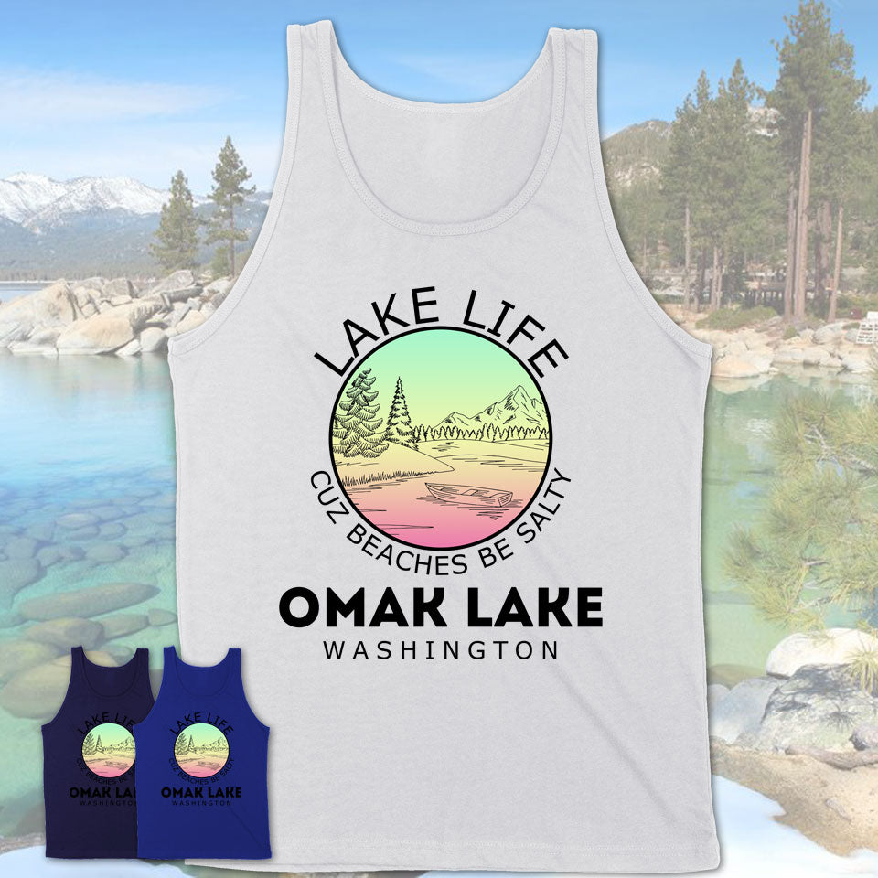 Omak Lake Washington Lake Life Cuz Beaches Be Salty Fishing Camping Team Shirt