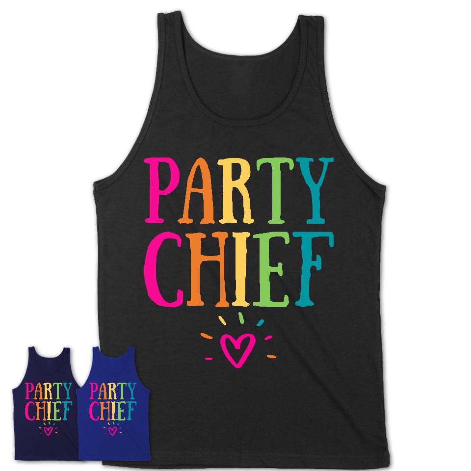 Party Chief Rainbow Lettering Heart Shirt, Employee Appreciation Gifts