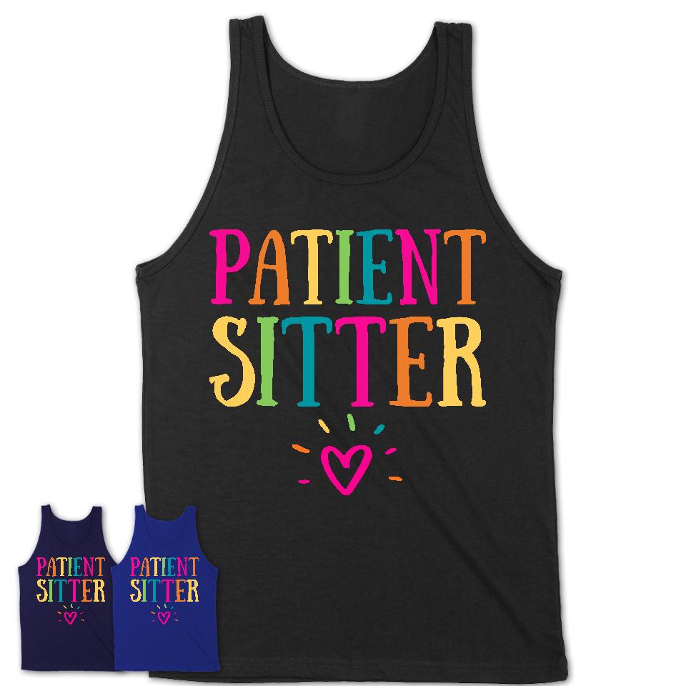 Patient Sitter Rainbow Lettering Heart Shirt, Employee Appreciation Gifts