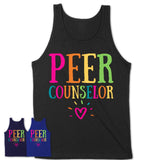 Peer Counselor Rainbow Lettering Heart Shirt, Employee Appreciation Gifts