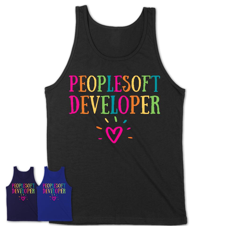Peoplesoft Developer Rainbow Lettering Heart Shirt, Employee Appreciation Gifts