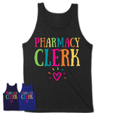 Pharmacy Clerk Rainbow Lettering Heart Shirt, Employee Appreciation Gifts