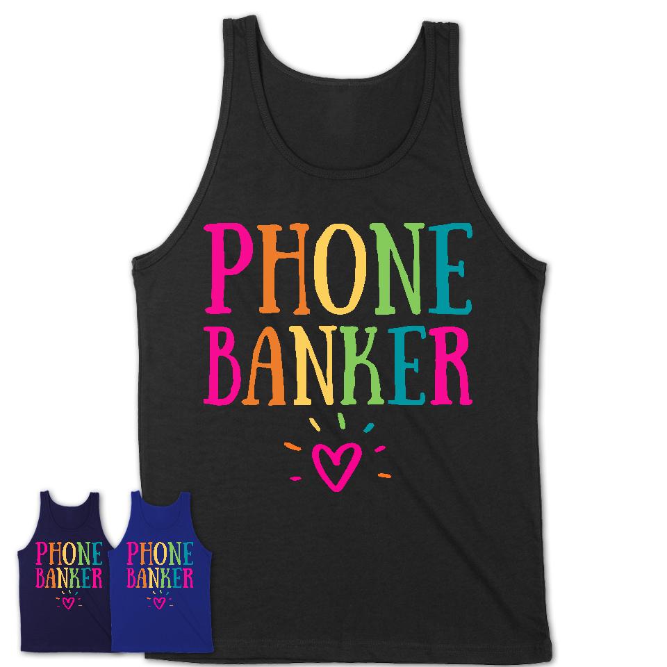 Phone Banker Rainbow Lettering Heart Shirt, Employee Appreciation Gifts