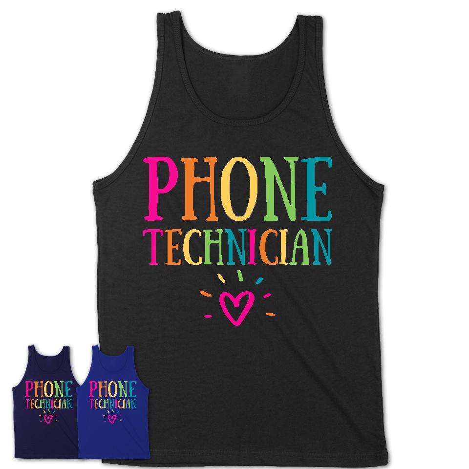 Phone Technician Rainbow Lettering Heart Shirt, Employee Appreciation Gifts