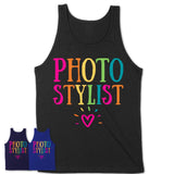 Photo Stylist Rainbow Lettering Heart Shirt, Employee Appreciation Gifts