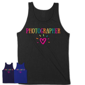 Photographer Rainbow Lettering Heart Shirt, Employee Appreciation Gifts