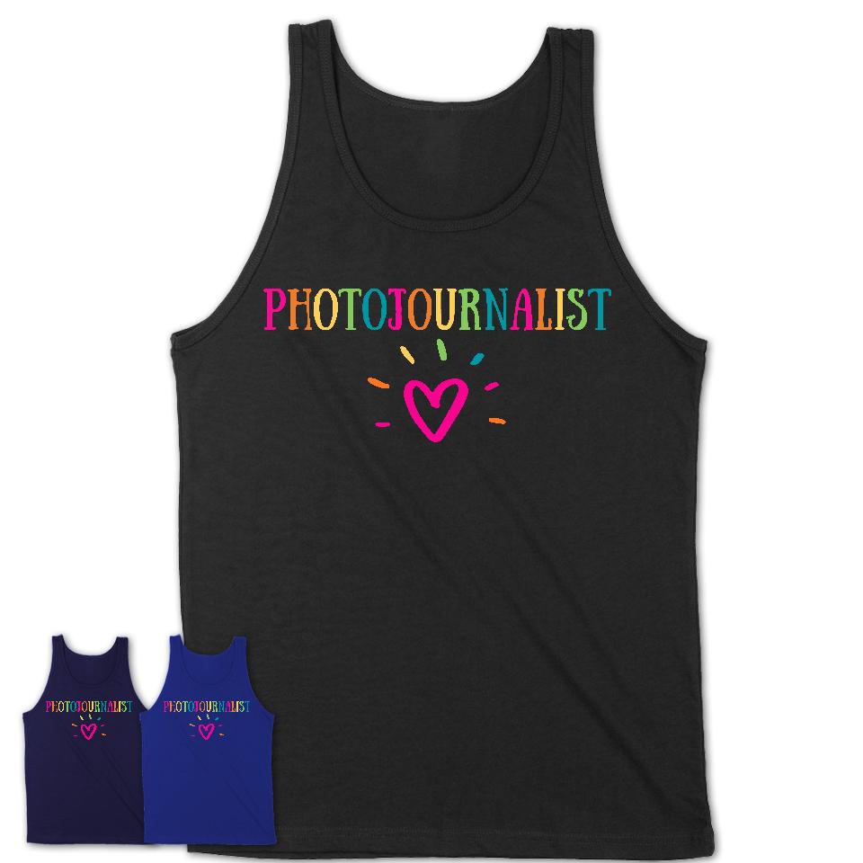 Photojournalist Rainbow Lettering Heart Shirt, Employee Appreciation Gifts