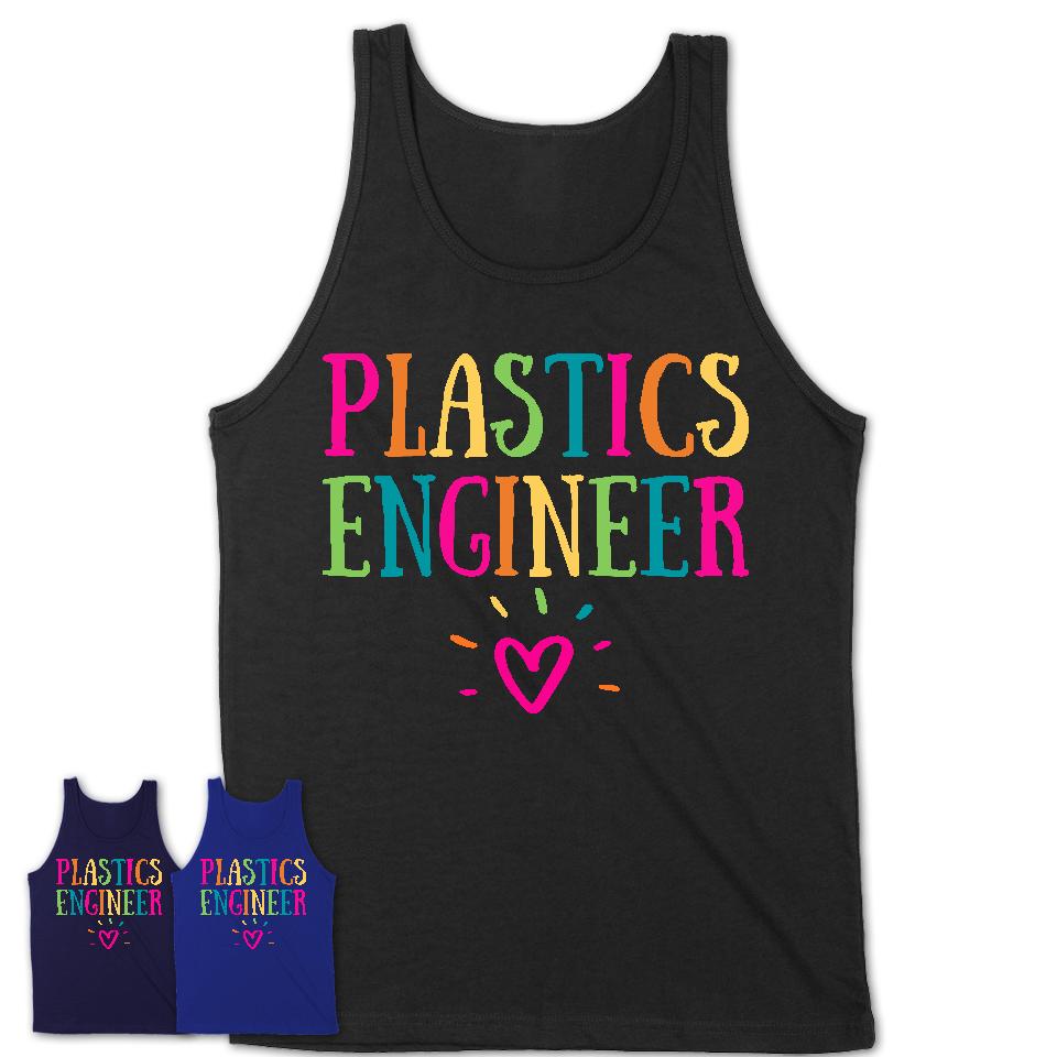 Plastics Engineer Rainbow Lettering Heart Shirt, Employee Appreciation Gifts
