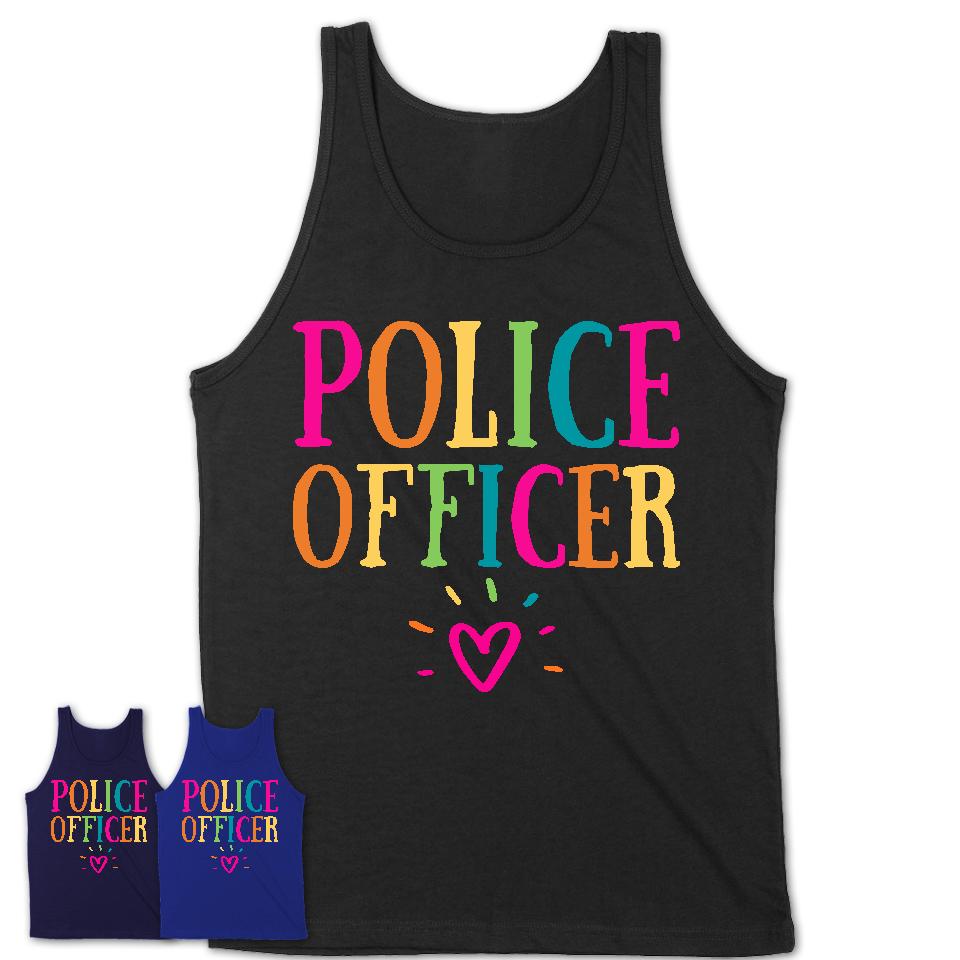 Police Officer Rainbow Lettering Heart Shirt, Employee Appreciation Gifts
