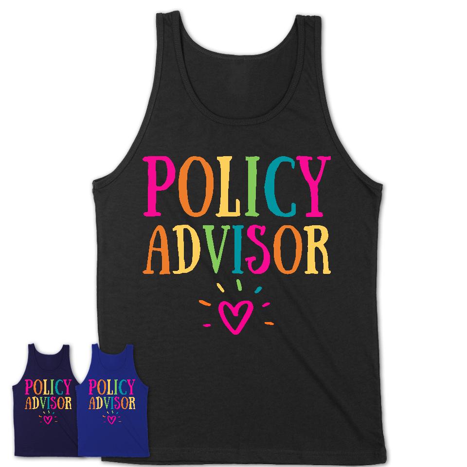 Policy Advisor Rainbow Lettering Heart Shirt, Employee Appreciation Gifts