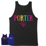 Porter Rainbow Lettering Heart Shirt, Employee Appreciation Gifts