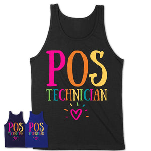 Pos Technician Rainbow Lettering Heart Shirt, Employee Appreciation Gifts