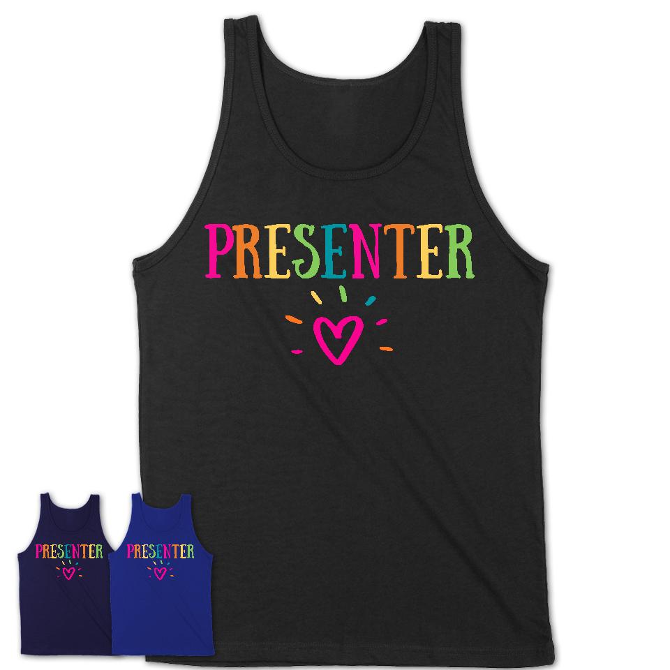 Presenter Rainbow Lettering Heart Shirt, Employee Appreciation Gifts