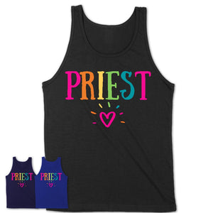 Priest Rainbow Lettering Heart Shirt, Employee Appreciation Gifts