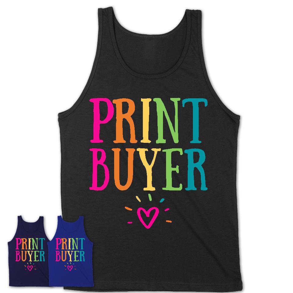 Print Buyer Rainbow Lettering Heart Shirt, Employee Appreciation Gifts