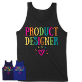 Product Designer Rainbow Lettering Heart Shirt, Employee Appreciation Gifts