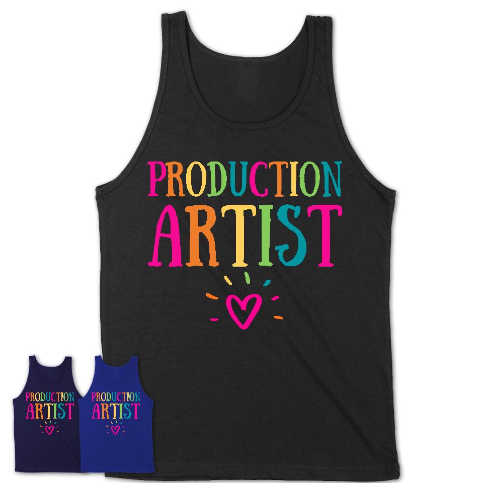 Production Artist Rainbow Lettering Heart Shirt, Employee Appreciation Gifts