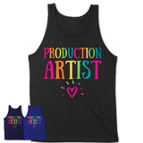 Production Artist Rainbow Lettering Heart Shirt, Employee Appreciation Gifts