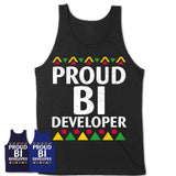 Proud Bi Developer Africa Pride Black History Month T-Shirt