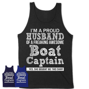 Proud Husband of A Freaking Awesome Boat Captain Wife Shirt, Husband Valentine Gift, Anniversary Couple Shirt