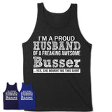 Proud Husband of A Freaking Awesome Busser Wife Shirt, Husband Valentine Gift, Anniversary Couple Shirt