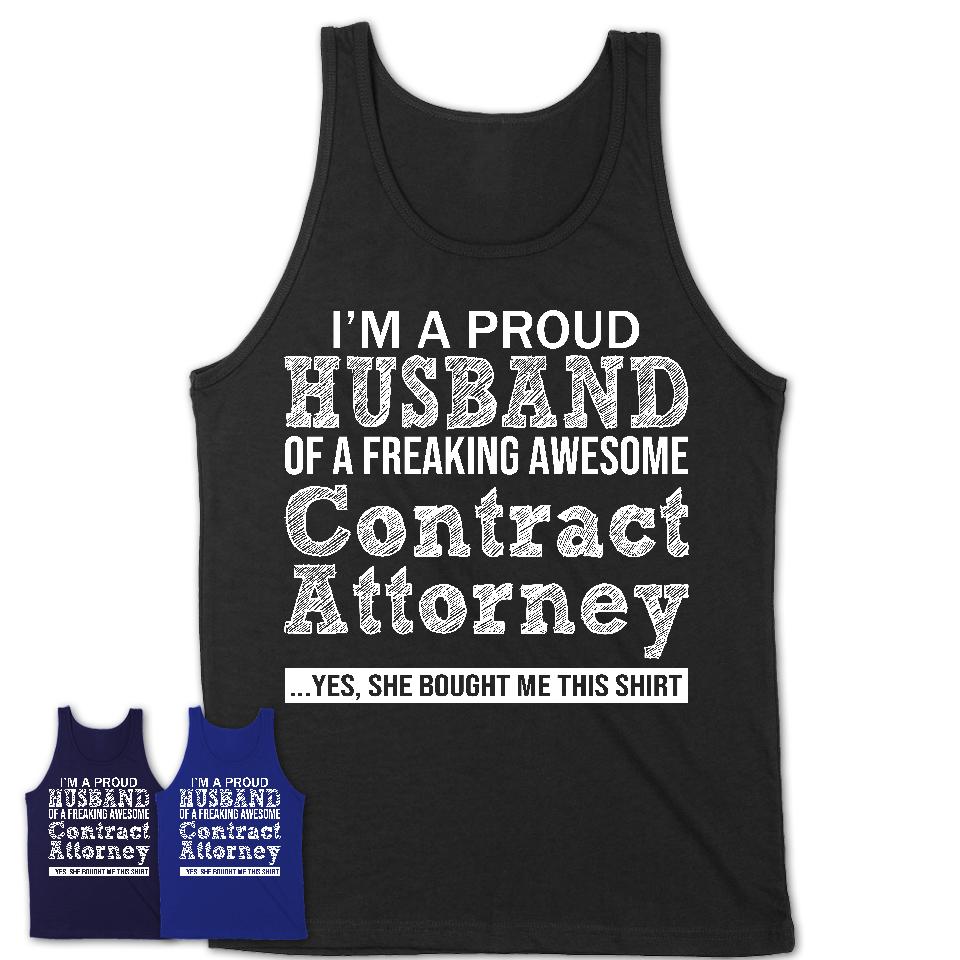 Proud Husband of A Freaking Awesome Contract Attorney Wife Shirt, Husband Valentine Gift, Anniversary Couple Shirt