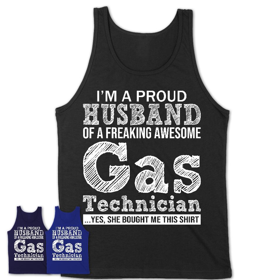 Proud Husband of A Freaking Awesome Gas Technician Wife Shirt, Husband Valentine Gift, Anniversary Couple Shirt