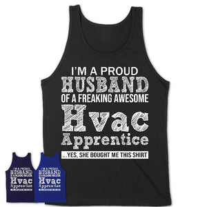 Proud Husband of A Freaking Awesome Hvac Apprentice Wife Shirt, Husband Valentine Gift, Anniversary Couple Shirt