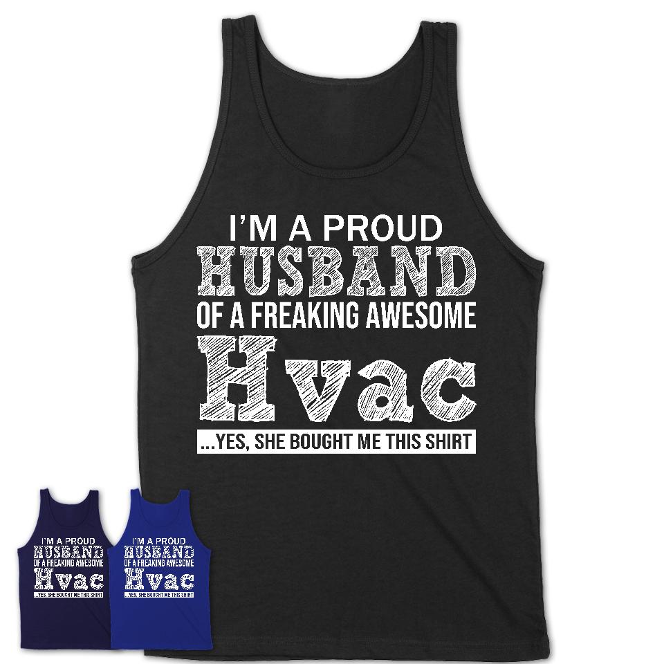 Proud Husband of A Freaking Awesome Hvac Wife Shirt, Husband Valentine Gift, Anniversary Couple Shirt